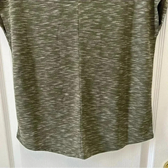 Ricki’s Cap Sleeve T-Shirt Crochet Trim Top Khaki Green Space Dye Small - Picture 12 of 14
